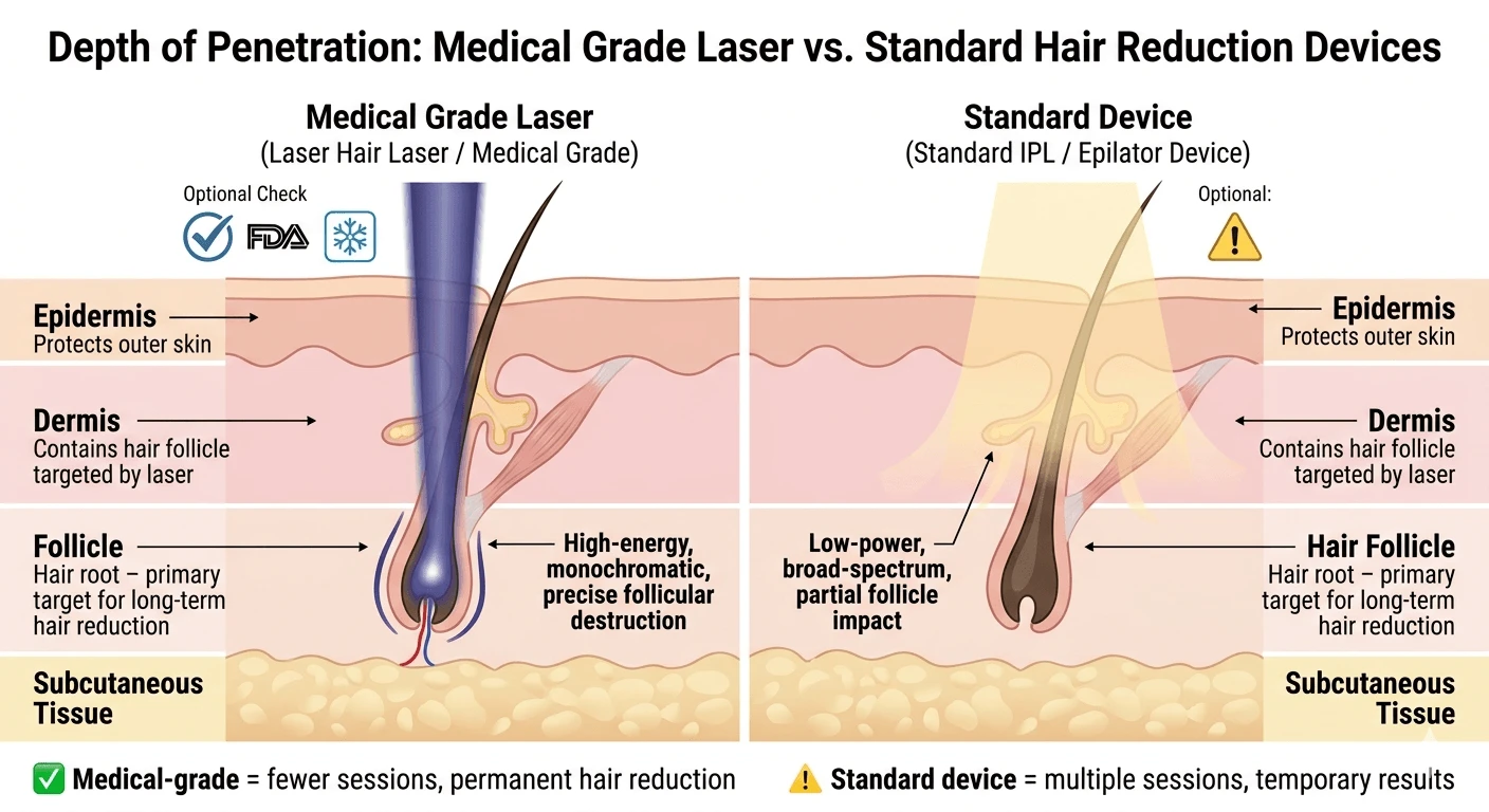 medical grade laser penetration depth compared with IPL devices medical grade laser penetration depth compared with IPL devices